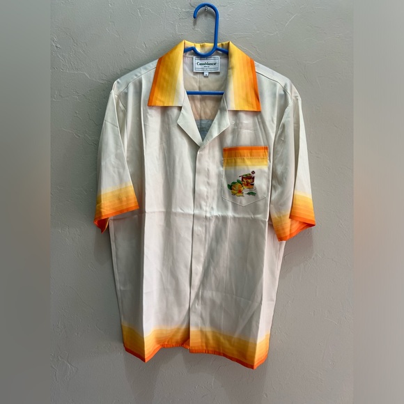 Casablanca Panoramique Cuban Collar Short Sleeve Shirt